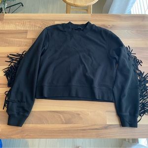All Saints Black Fringe Sweatshirt